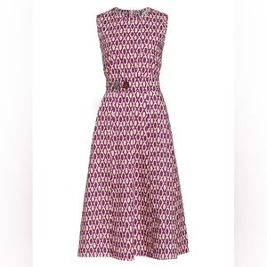MAX MARA Ombra Abstract-Print Belted Midi Dress  Size 6